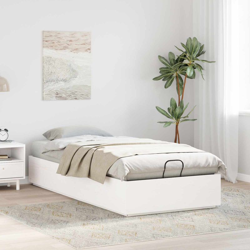 Cadru de pat ottoman cu depozitare Alb 100 x 200 cm