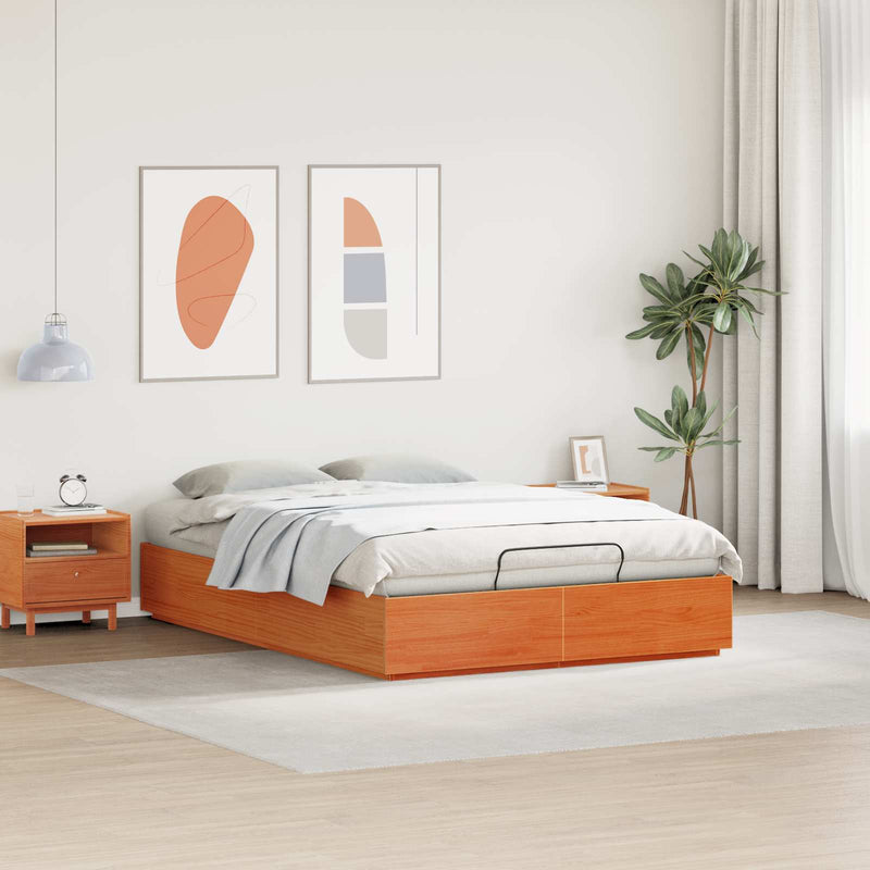 Cadru de pat ottoman cu depozitare Maro ceruit 140 x 190 cm