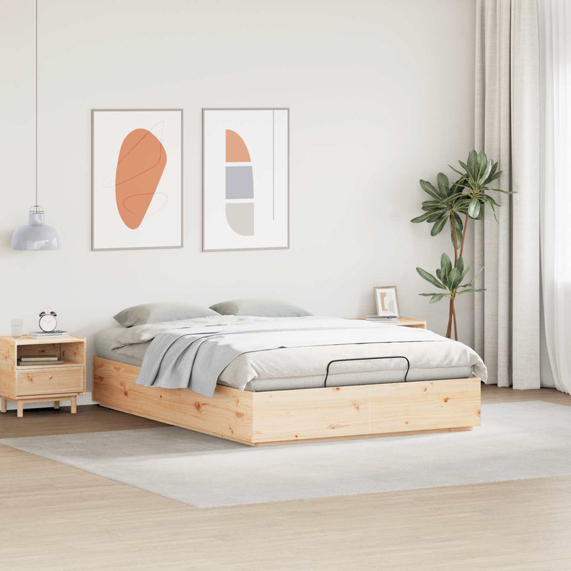 Cadru de pat ottoman cu depozitare natural 120 x 200 cm