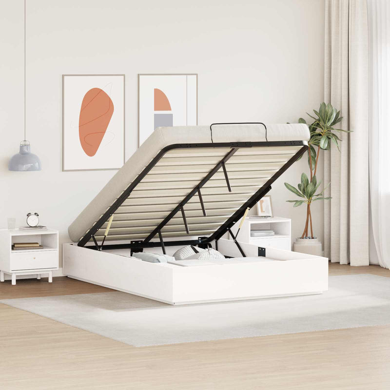 Cadru de pat ottoman cu depozitare Alb 120 x 200 cm