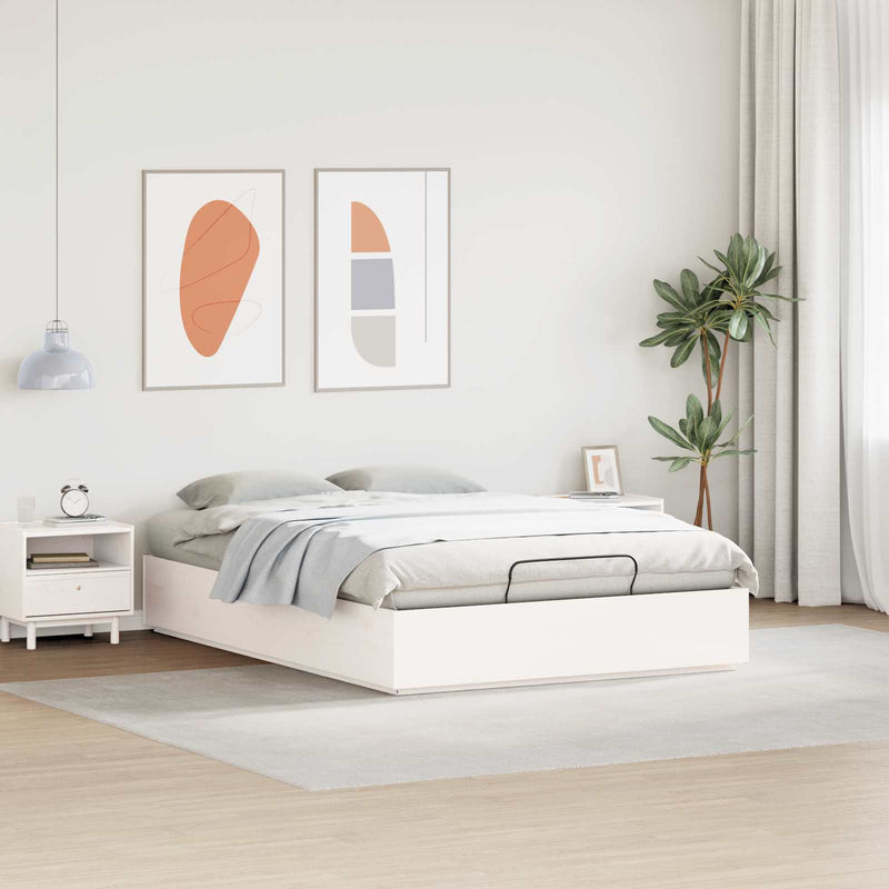 Cadru de pat ottoman cu depozitare Alb 120 x 200 cm