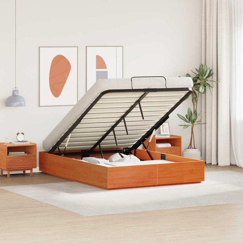 Cadru de pat ottoman cu depozitare Maro ceruit 150 x 200 cm