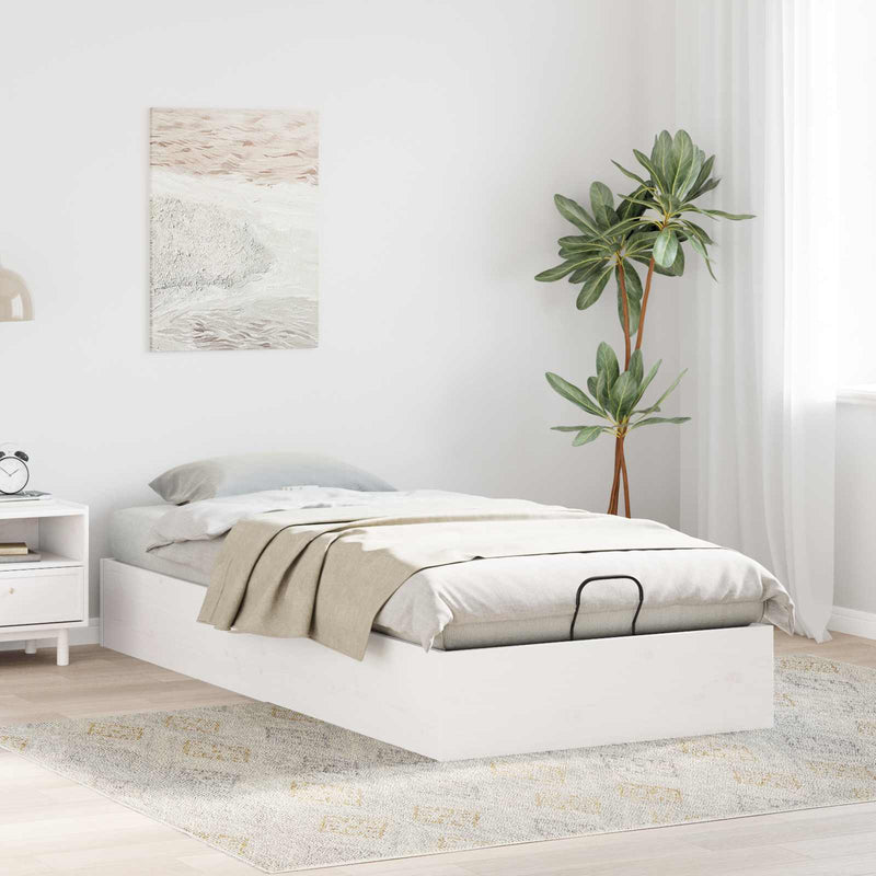 Cadru de pat ottoman cu depozitare Alb 75 x 190 cm