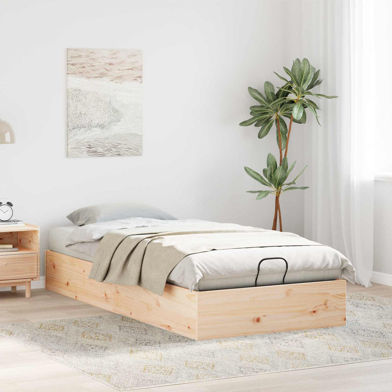 Cadru de pat ottoman cu depozitare natural 90 x 200 cm