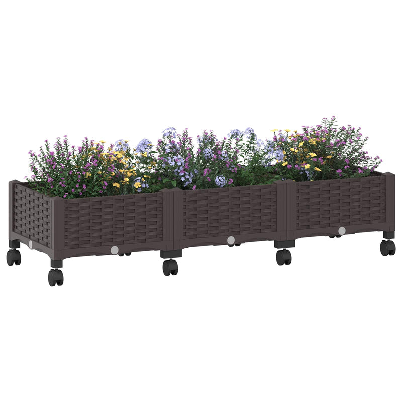 Ghiveci de grădină cu roți Maro 120 x 40 x 29 cm PP