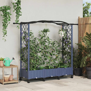 Pat Ridicat cu Trellis și Acoperiș Gri 169 x 40 x 129 cm PP