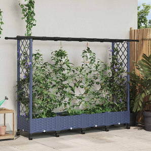 Pat Ridicat cu Trellis și Acoperiș Gri 203 x 40 x 127 cm PP