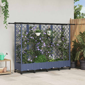 Pat Ridicat cu Trellis și Acoperiș Gri 202,5 x 40 x 127 cm PP