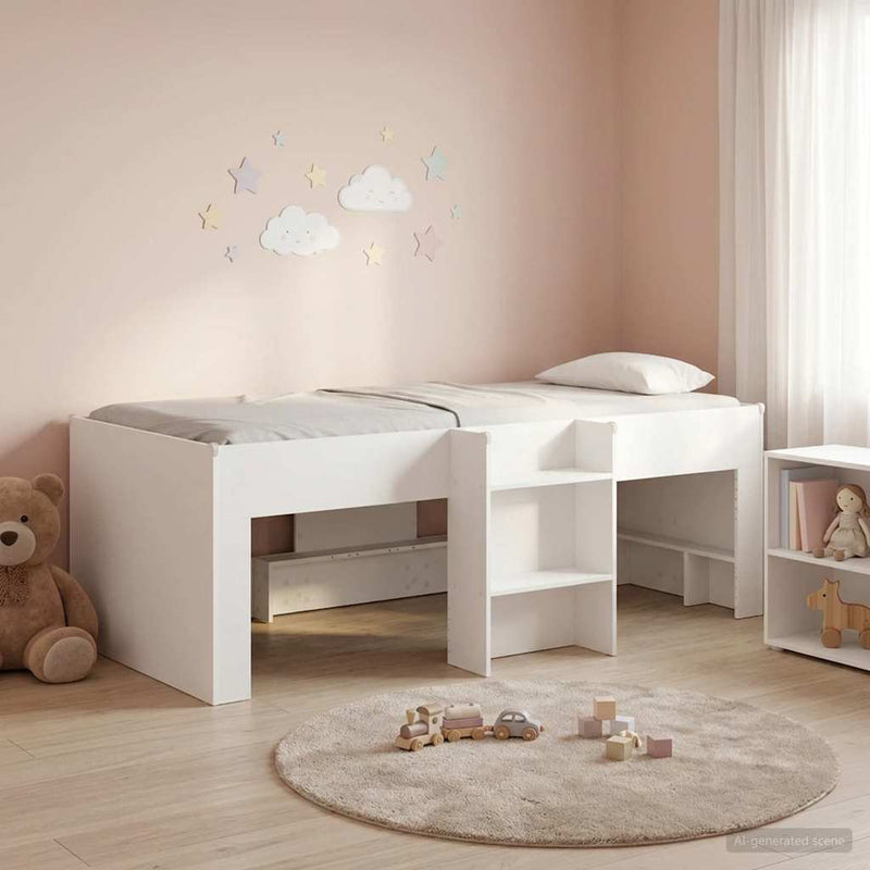 Cadru de Pat Înalț pentru Copii Alb 98.5 x 200 cm