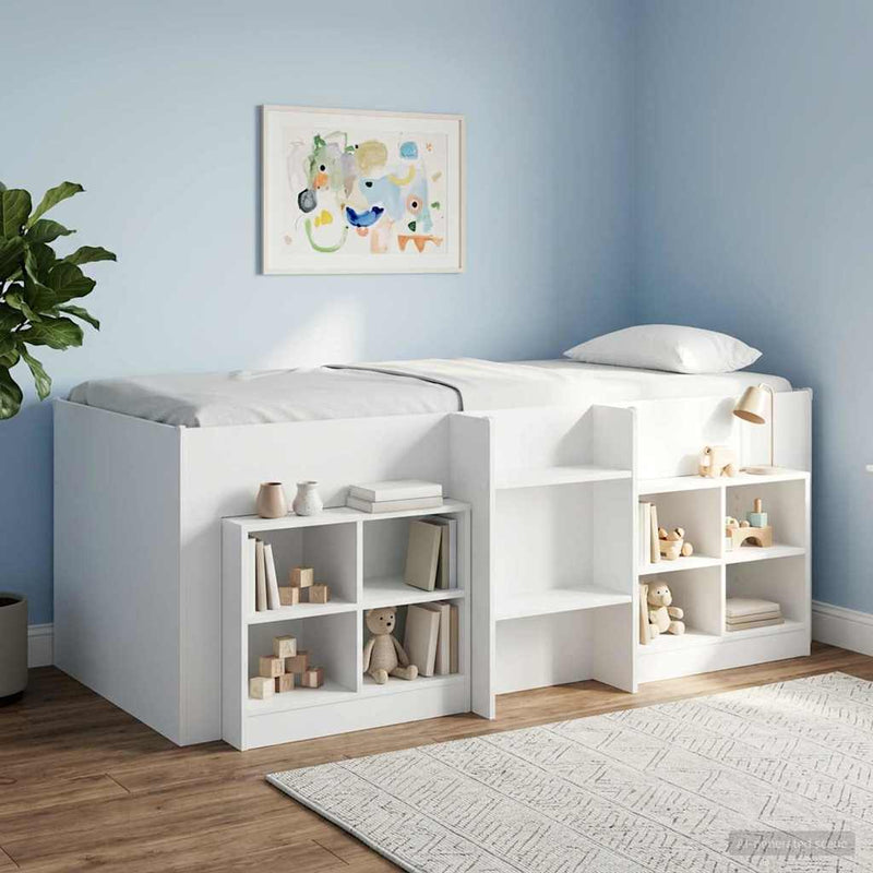 Cadru de Pat Înalț pentru Copii Alb 90 x 190 cm Lemn prelucrat