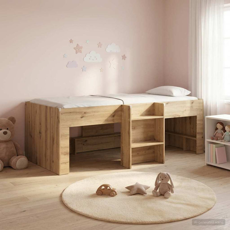 Cadru de Pat Înalț pentru Copii Stejar Artizanal 90 x 190 cm