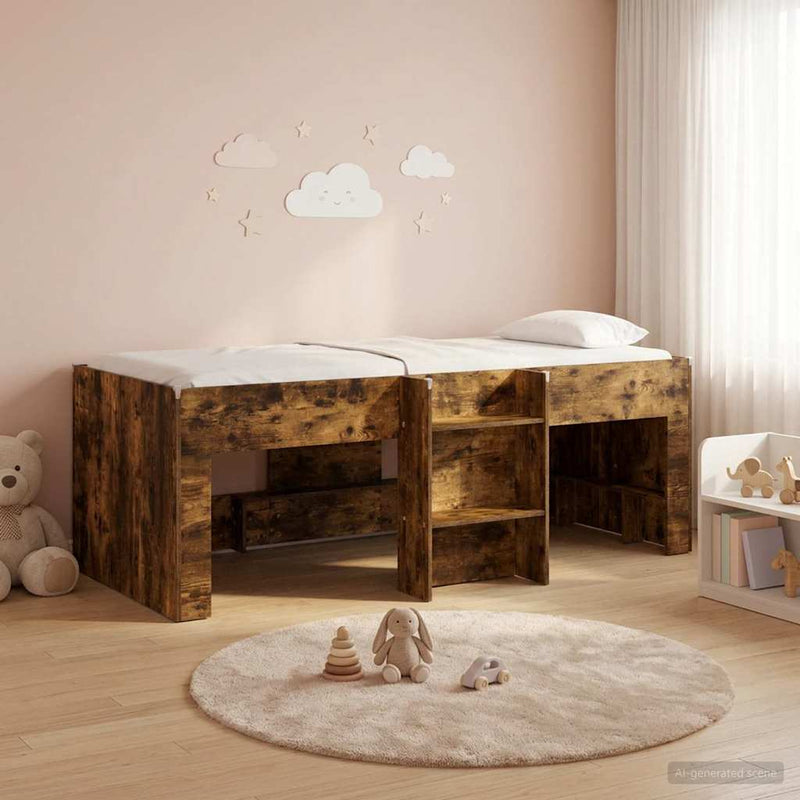 Cadru de Pat Înalț pentru Copii Stejar fumuriu 75 x 190 cm
