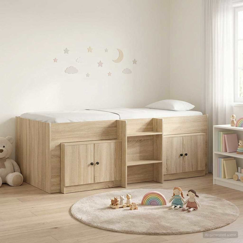 Cadru de pat loft cu sertar 3 buc. Stejar Sonoma Lemn prelucrat
