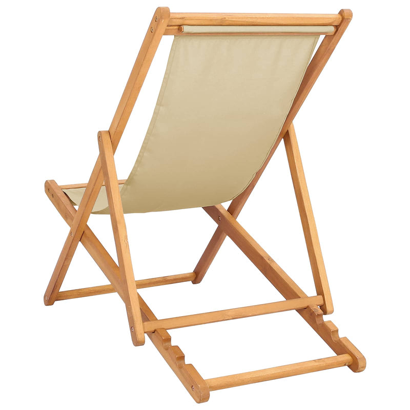 Scaun de plajă Bej Lemn solid de tec