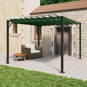 Gazebo cu acoperiș mobil 3 x 3 x 2,14 m Verde