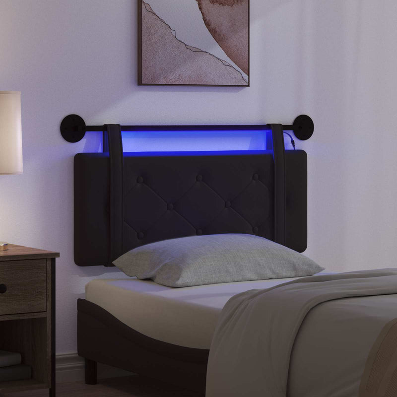 Tăblie de pat suspendată Cu lumină LED Negru Piele artificială
