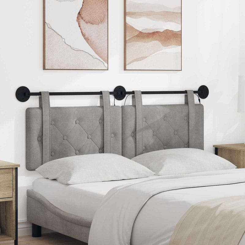 Tăblie de pat suspendată Cu lumină LED Gri deschis Catifea
