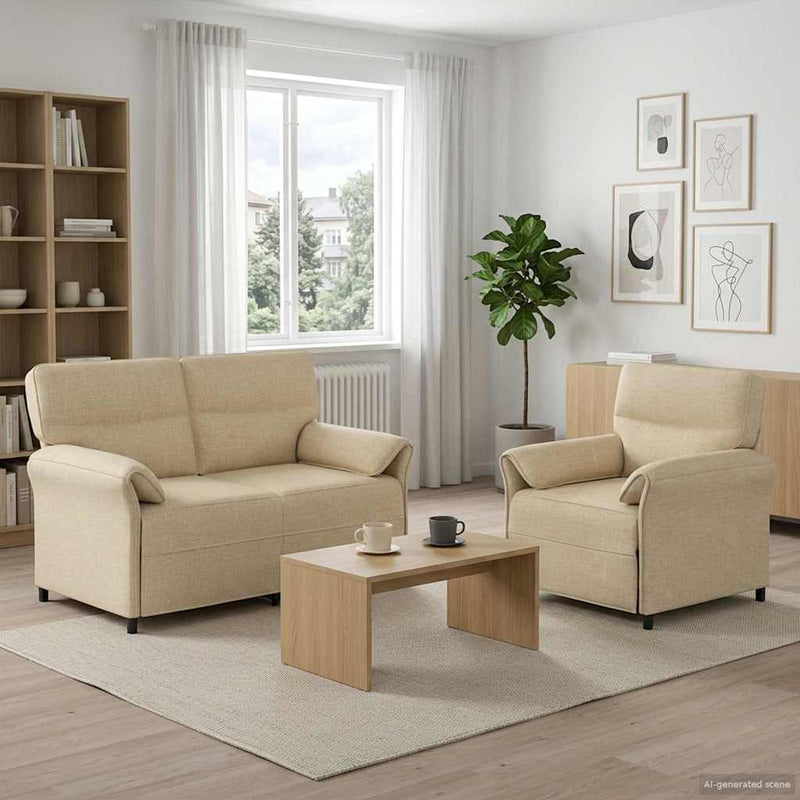 Set de canapea 2 buc. Crem Țesătură