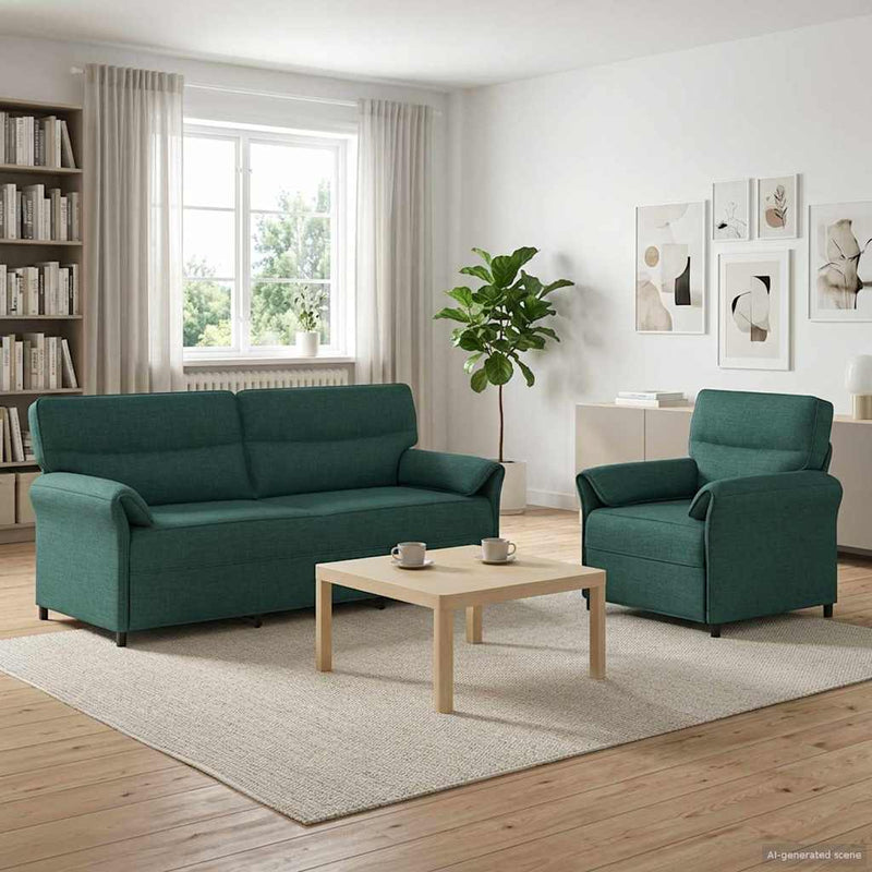 Set de canapea 2 buc. Verde închis Țesătură