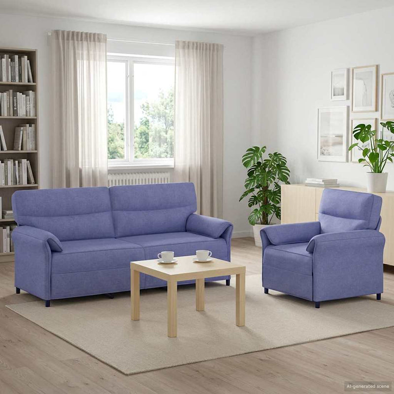 Set de canapea 2 buc. Albastru Jeans Țesătură