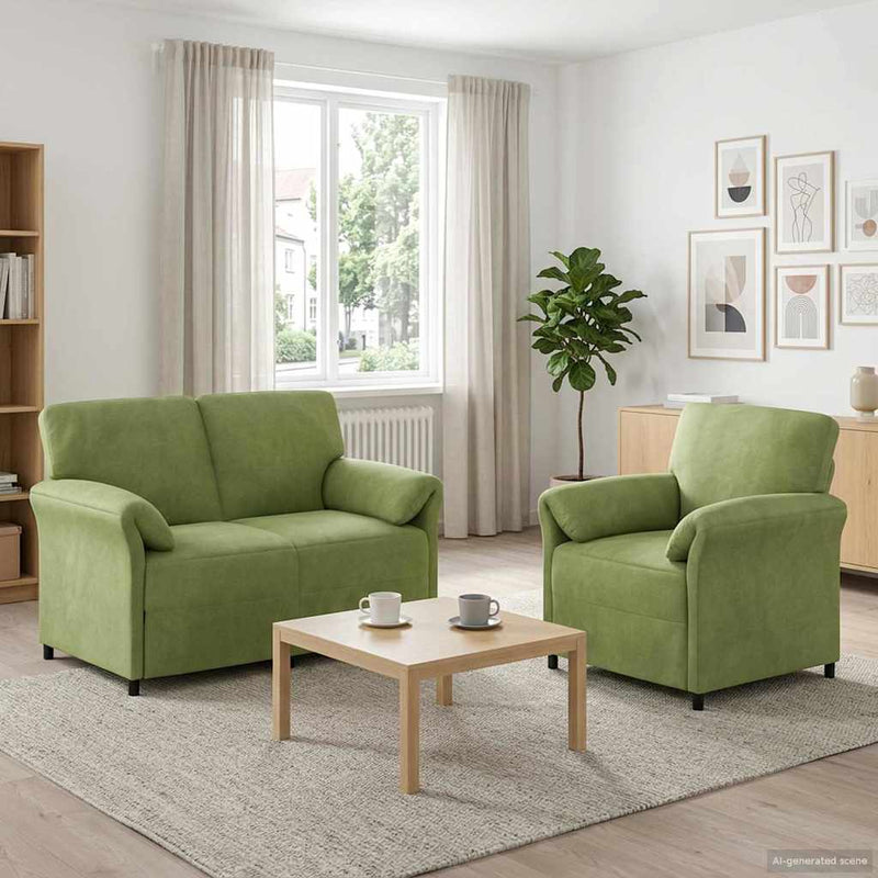 Set de canapea 2 buc. Verde deschis Catifea