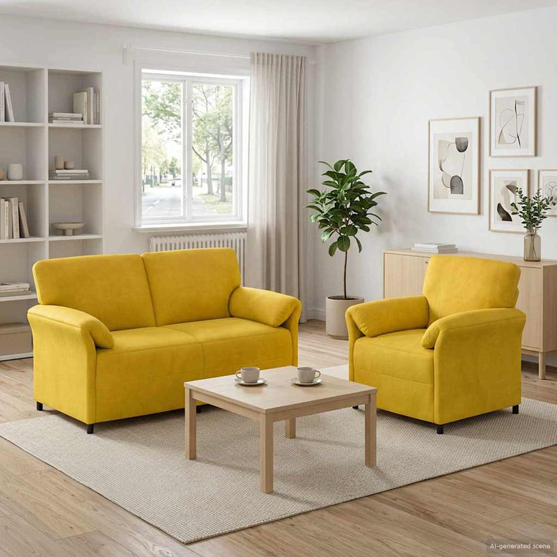 Set de canapea 2 buc. Galben Catifea