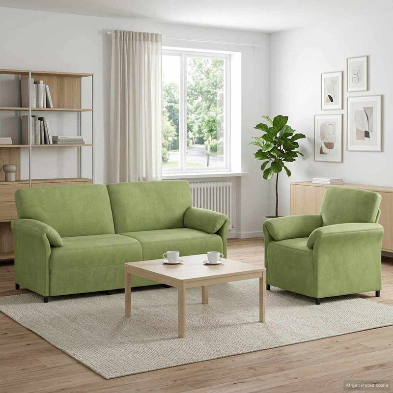 Set de canapea 2 buc. Verde deschis Catifea