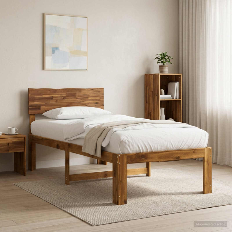 Cadru de pat single cu tablie ROSTOCK natural 80 x 200 cm