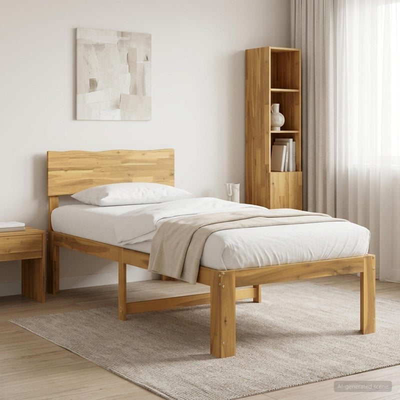 Cadru de pat single cu tablie ROSTOCK Alb 90 x 200 cm