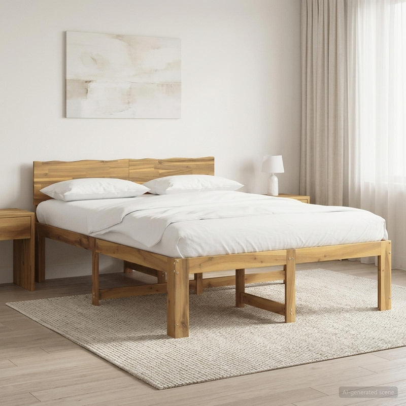 Cadru de pat dublu cu spătar ROSTOCK Alb 135 x 190 cm