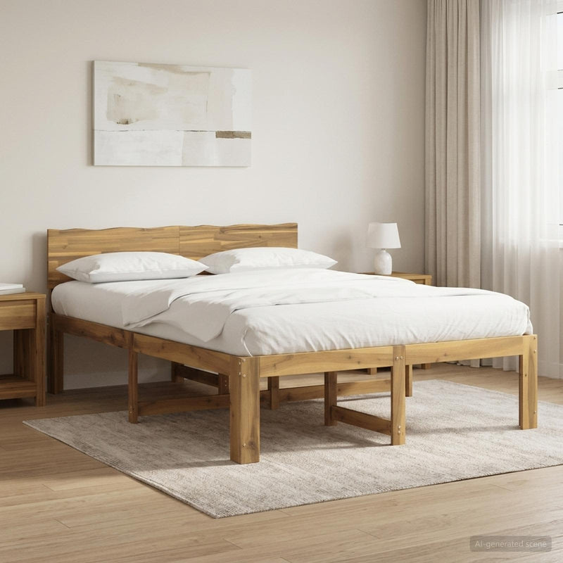 Cadru de pat dublu cu spătar ROSTOCK Alb 140 x 190 cm
