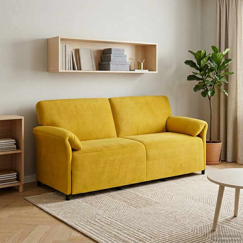 Sofa cu 3 locuri Galben 198 x 83 x 95 cm Catifea