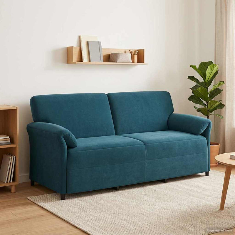 Sofa cu 3 locuri albastru 198 x 83 x 95 cm Catifea