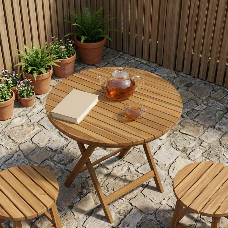 Placă de masă Ø 60 x 3,5 Rotund Lemn solid de tec natural