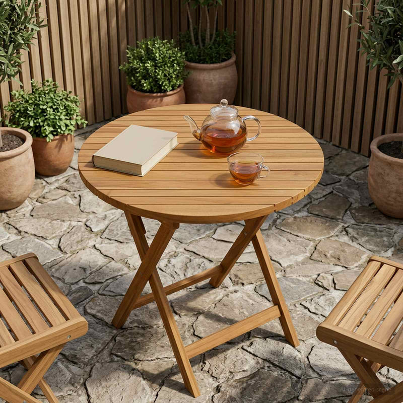 Placă de masă Ø 70 x 3,5 Rotund Lemn solid de tec natural