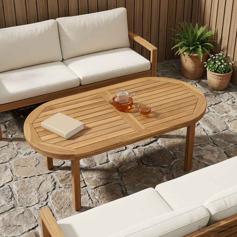 Placă de masă Oval Lemn solid de tec natural