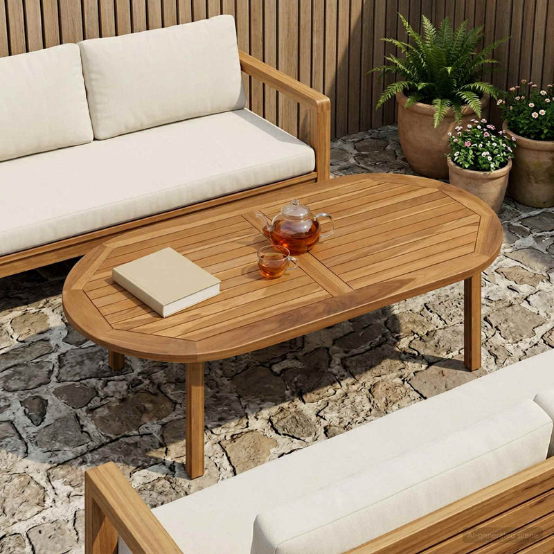 Placă de masă Oval Lemn solid de tec natural