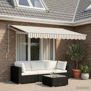 Copertină retractabilă Gri deschis și alb. 3,5 x 2,5 m