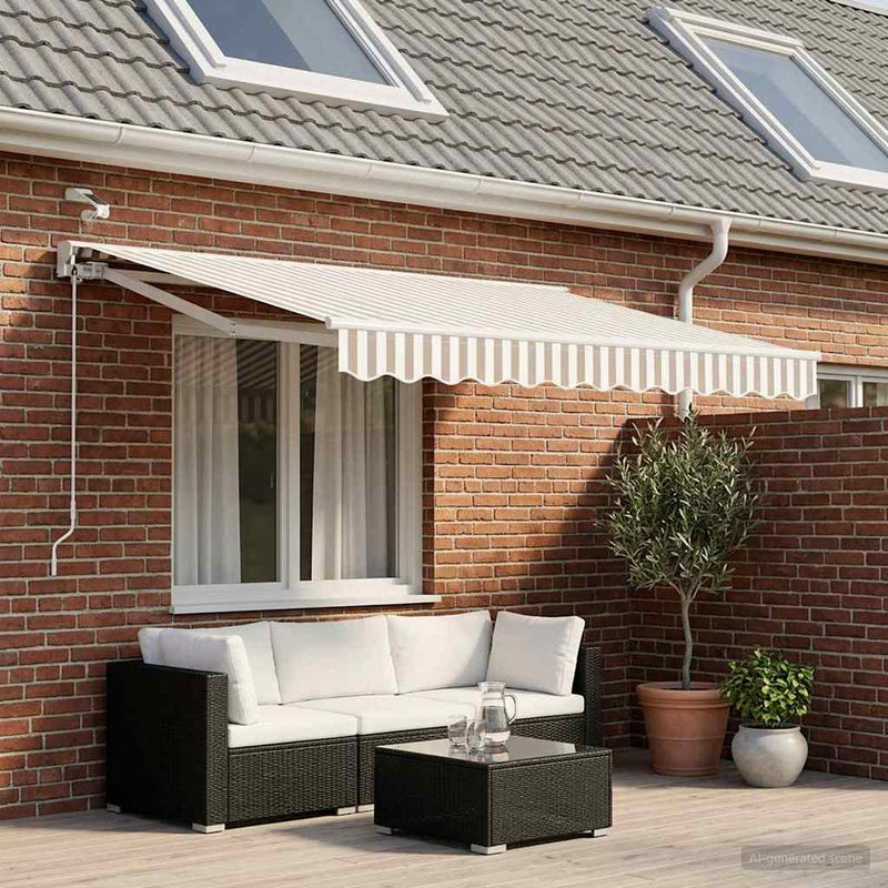 Cort electric retractabil Gri deschis și alb. 3 x 2,5 m