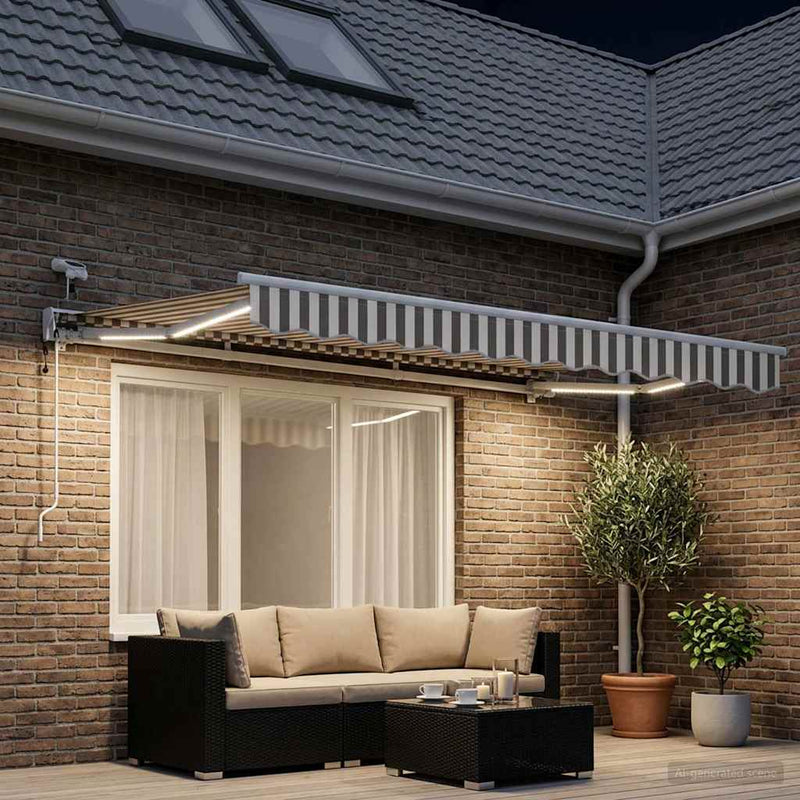 Cort electric retractabil Gri deschis și alb. 3 x 2,5 m