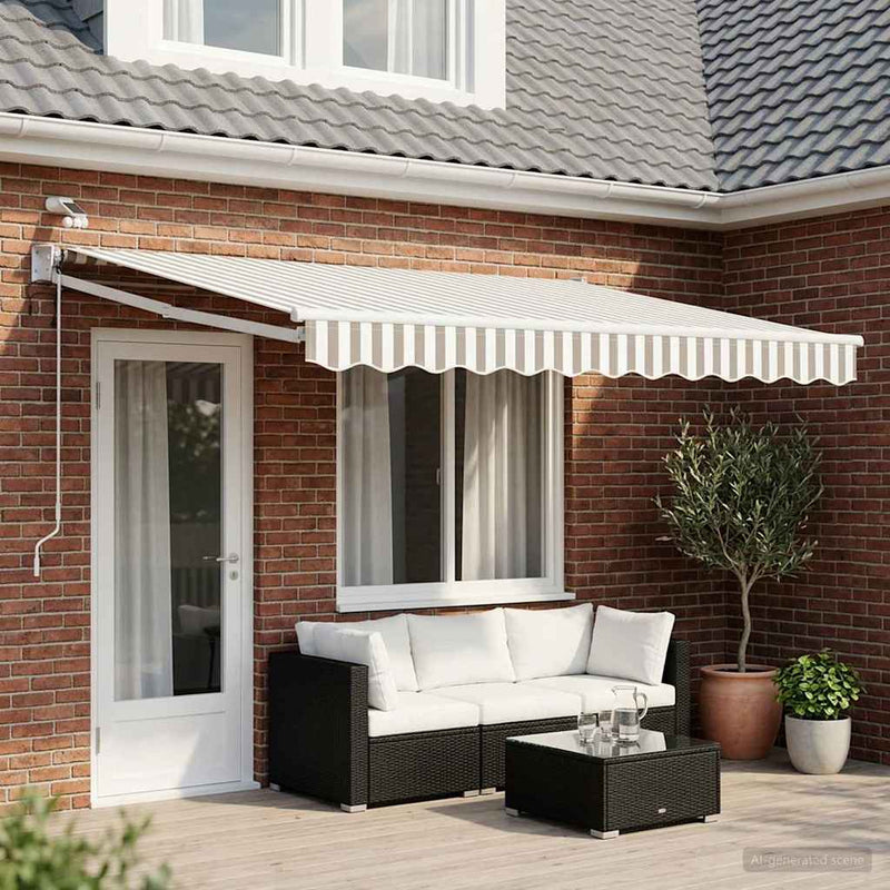 Cort electric retractabil Gri deschis și alb.