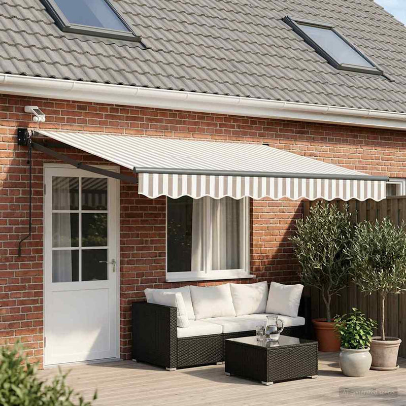 Cort electric retractabil Gri deschis și alb.