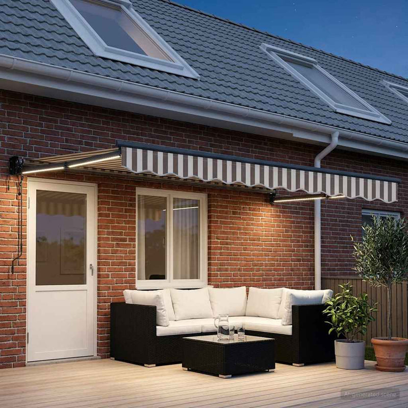 Cort electric retractabil Gri deschis și alb.