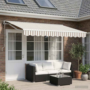 Cort electric retractabil Gri deschis și alb. 4 × 3 m