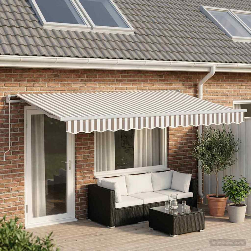 Copertină retractabilă Gri deschis și alb. 600 cm