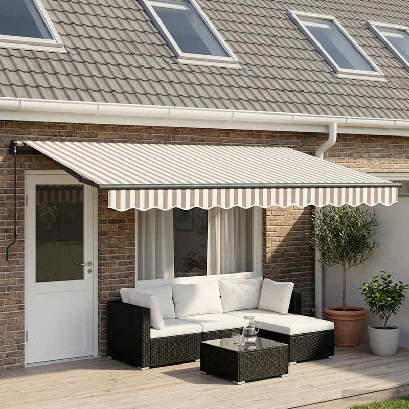 Copertină retractabilă Gri deschis și alb. 400 × 300 cm