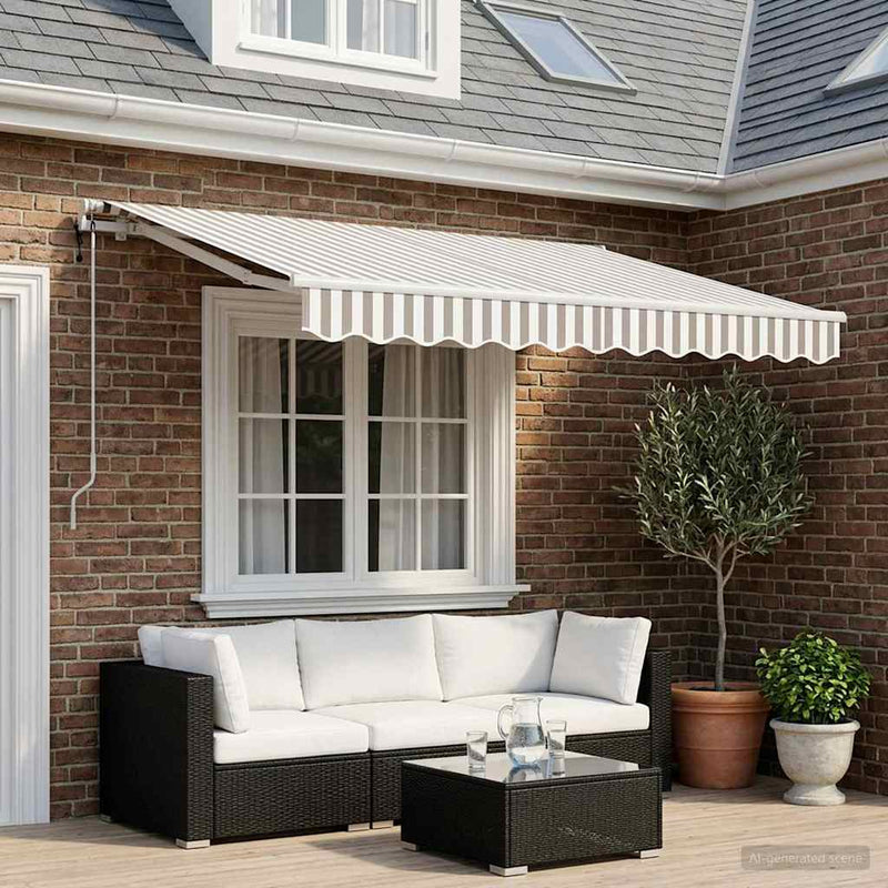 Copertină retractabilă Gri deschis și alb. 350 x 250 cm