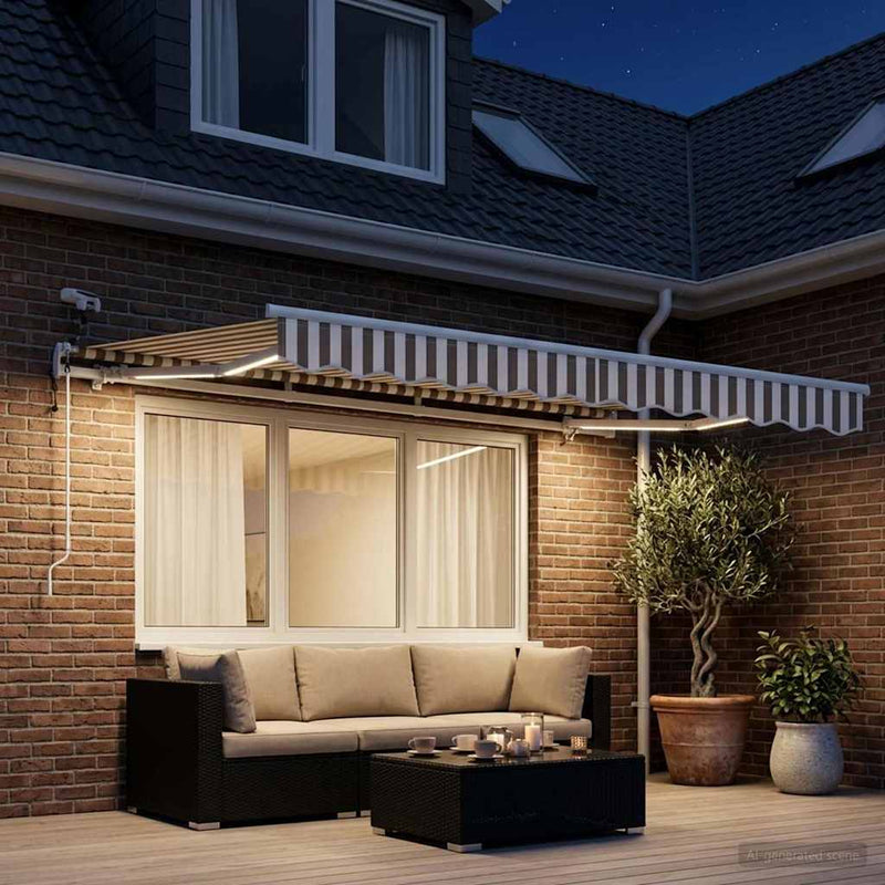 Copertină retractabilă Gri deschis și alb. 350 x 250 cm