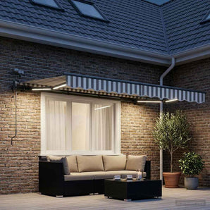 Copertină retractabilă Gri deschis și alb. 350 x 250 cm