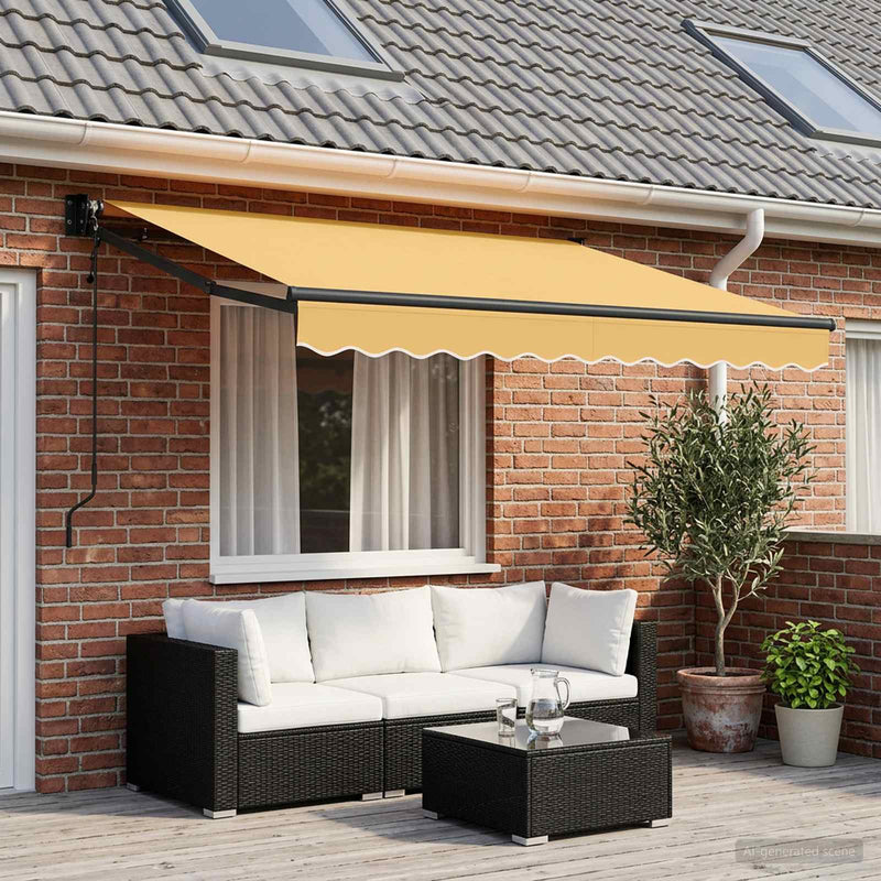 Copertină retractabilă Nisipiu 3,5 x 2,5 m Poliester și metal